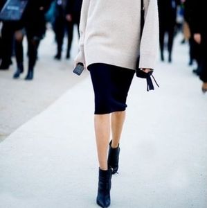 NWT Oak + Fort Jersey Pencil Skirt Cotton Size Medium Black